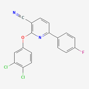 molecular formula C18H9Cl2FN2O B2744111 2-(3,4-Dichlorophenoxy)-6-(4-fluorophenyl)pyridine-3-carbonitrile CAS No. 252059-96-4