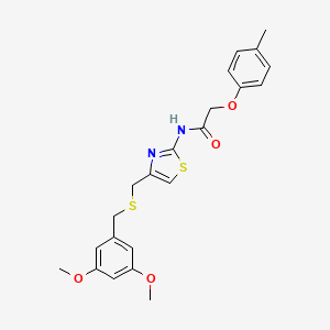 molecular formula C22H24N2O4S2 B2744112 N-(4-(((3,5-dimethoxybenzyl)thio)methyl)thiazol-2-yl)-2-(p-tolyloxy)acetamide CAS No. 955820-89-0