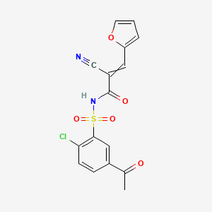 molecular formula C16H11ClN2O5S B2744115 N-(5-乙酰基-2-氯苯基磺酰)-2-氰-3-(呋喃-2-基)丙-2-烯酰胺 CAS No. 1808805-35-7