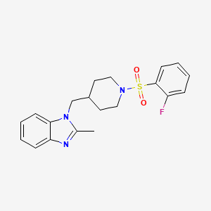 molecular formula C20H22FN3O2S B2744118 1-((1-((2-fluorophenyl)sulfonyl)piperidin-4-yl)methyl)-2-methyl-1H-benzo[d]imidazole CAS No. 1206999-83-8