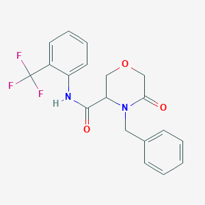molecular formula C19H17F3N2O3 B2744122 4-benzyl-5-oxo-N-(2-(trifluoromethyl)phenyl)morpholine-3-carboxamide CAS No. 1351582-80-3