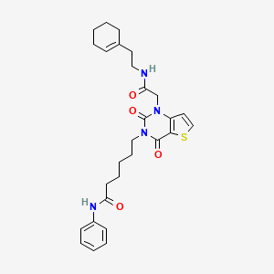 6-[1-({[2-(cyclohex-1-en-1-yl)ethyl]carbamoyl}methyl)-2,4-dioxo-1H,2H,3H,4H-thieno[3,2-d]pyrimidin-3-yl]-N-phenylhexanamide