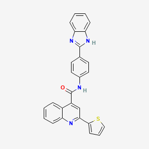 molecular formula C27H18N4OS B2744125 N-[4-(1H-benzimidazol-2-yl)phenyl]-2-thiophen-2-ylquinoline-4-carboxamide CAS No. 477485-63-5