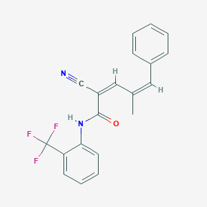 (2Z,4Z)-2-cyano-4-methyl-5-phenyl-N-[2-(trifluoromethyl)phenyl]penta-2,4-dienamide