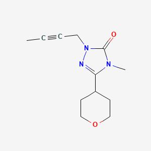 molecular formula C12H17N3O2 B2744129 1-(but-2-yn-1-yl)-4-methyl-3-(oxan-4-yl)-4,5-dihydro-1H-1,2,4-triazol-5-one CAS No. 2199132-87-9