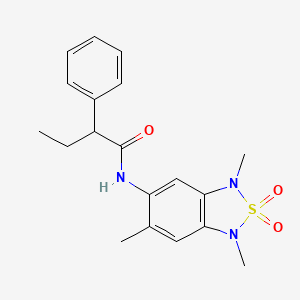 molecular formula C19H23N3O3S B2744132 2-phenyl-N-(1,3,6-trimethyl-2,2-dioxido-1,3-dihydrobenzo[c][1,2,5]thiadiazol-5-yl)butanamide CAS No. 2034338-67-3