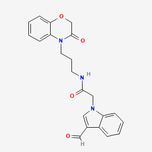 molecular formula C22H21N3O4 B2744133 2-(3-formyl-1H-indol-1-yl)-N-[3-(3-oxo-3,4-dihydro-2H-1,4-benzoxazin-4-yl)propyl]acetamide CAS No. 2094374-21-5