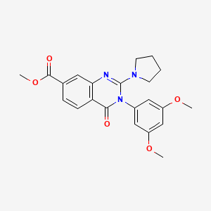 molecular formula C22H23N3O5 B2744142 Methyl 3-(3,5-dimethoxyphenyl)-4-oxo-2-(pyrrolidin-1-yl)-3,4-dihydroquinazoline-7-carboxylate CAS No. 1251584-83-4
