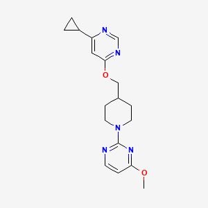 molecular formula C18H23N5O2 B2744155 2-(4-(((6-Cyclopropylpyrimidin-4-yl)oxy)methyl)piperidin-1-yl)-4-methoxypyrimidine CAS No. 2319806-13-6