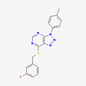molecular formula C18H14FN5S B2744160 7-((3-fluorobenzyl)thio)-3-(p-tolyl)-3H-[1,2,3]triazolo[4,5-d]pyrimidine CAS No. 863459-71-6