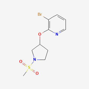 molecular formula C10H13BrN2O3S B2744163 3-Bromo-2-((1-(methylsulfonyl)pyrrolidin-3-yl)oxy)pyridine CAS No. 1903657-60-2