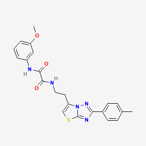 molecular formula C22H21N5O3S B2744170 N1-(3-methoxyphenyl)-N2-(2-(2-(p-tolyl)thiazolo[3,2-b][1,2,4]triazol-6-yl)ethyl)oxalamide CAS No. 894031-17-5
