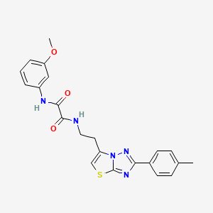 molecular formula C22H21N5O3S B2744170 N1-(3-甲氧基苯基)-N2-(2-(2-(对甲苯基)噻唑并[3,2-b][1,2,4]嘧啶-6-基)乙基)草酰胺 CAS No. 894031-17-5