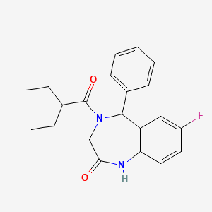 molecular formula C21H23FN2O2 B2744173 4-(2-ethylbutanoyl)-7-fluoro-5-phenyl-3,5-dihydro-1H-1,4-benzodiazepin-2-one CAS No. 533880-96-5