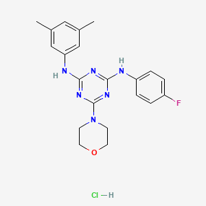 molecular formula C21H24ClFN6O B2744201 N2-(3,5-二甲基苯基)-N4-(4-氟苯基)-6-吗啉-1,3,5-三嘧啶-2,4-二胺盐酸盐 CAS No. 1179478-48-8