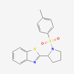 molecular formula C18H18N2O2S2 B2744213 2-{1-[(4-Methylphenyl)sulfonyl]-2-pyrrolidinyl}-1,3-benzothiazole CAS No. 359802-85-0