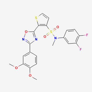 molecular formula C21H17F2N3O5S2 B2744217 N-(3,4-二氟苯基)-2-[3-(3,4-二甲氧基苯基)-1,2,4-噁二唑-5-基]-N-甲基噻吩-3-磺酰胺 CAS No. 1105248-43-8