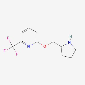 molecular formula C11H13F3N2O B2744220 2-[(Pyrrolidin-2-yl)methoxy]-6-(trifluoromethyl)pyridine CAS No. 1283967-64-5