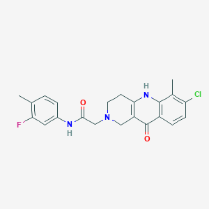 molecular formula C22H21ClFN3O2 B2744227 2-(7-氯-6-甲基-10-氧代-3,4-二氢苯并[b][1,6]萘啉-2(1H,5H,10H)-基)-N-(3-氟-4-甲基苯基)乙酰胺 CAS No. 1251706-14-5