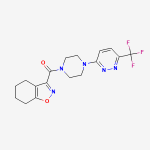 molecular formula C17H18F3N5O2 B2744232 4,5,6,7-Tetrahydro-1,2-benzoxazol-3-yl-[4-[6-(trifluoromethyl)pyridazin-3-yl]piperazin-1-yl]methanone CAS No. 2380180-97-0