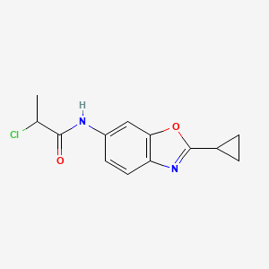 molecular formula C13H13ClN2O2 B2744236 2-Chloro-N-(2-cyclopropyl-1,3-benzoxazol-6-yl)propanamide CAS No. 2411294-82-9