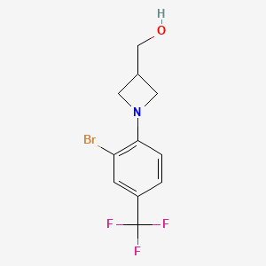 molecular formula C11H11BrF3NO B2744238 {1-[2-Bromo-4-(trifluoromethyl)phenyl]azetidin-3-yl}methanol CAS No. 1550559-95-9