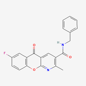 molecular formula C21H15FN2O3 B2744248 N-苄基-7-氟-2-甲基-5-氧代-5H-香豆素-3-甲酰胺 CAS No. 338778-23-7