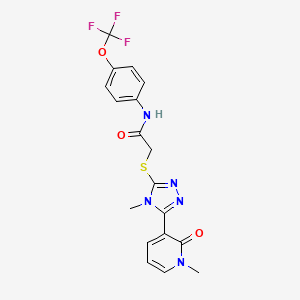 molecular formula C18H16F3N5O3S B2744252 2-((4-甲基-5-(1-甲基-2-氧代-1,2-二氢吡啶-3-基)-4H-1,2,4-三唑-3-基)硫)-N-(4-(三氟甲氧基)苯基)乙酰胺 CAS No. 1105207-27-9