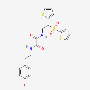 molecular formula C20H19FN2O4S3 B2744257 N-[2-(4-fluorophenyl)ethyl]-N'-[2-(2-thienyl)-2-(2-thienylsulfonyl)ethyl]ethanediamide CAS No. 896335-00-5