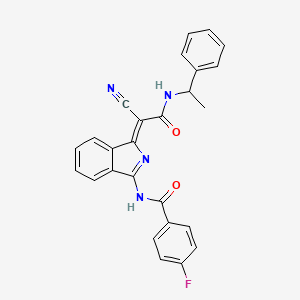 molecular formula C26H19FN4O2 B2744259 (Z)-N-(1-(1-氰基-2-氧代-2-((1-苯乙基)氨基)乙烯基)-1H-异吲哚-3-基)-4-氟苯甲酰胺 CAS No. 885187-10-0