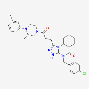 molecular formula C31H31ClN6O2 B2744263 4-[(4-chlorophenyl)methyl]-1-{3-[3-methyl-4-(3-methylphenyl)piperazin-1-yl]-3-oxopropyl}-4H,5H-[1,2,4]triazolo[4,3-a]quinazolin-5-one CAS No. 902959-83-5