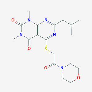 molecular formula C18H25N5O4S B2744272 1,3-Dimethyl-7-(2-methylpropyl)-5-(2-morpholin-4-yl-2-oxoethyl)sulfanylpyrimido[4,5-d]pyrimidine-2,4-dione CAS No. 893393-55-0