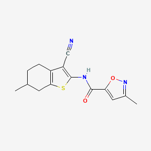 molecular formula C15H15N3O2S B2744277 N-(3-cyano-6-methyl-4,5,6,7-tetrahydrobenzo[b]thiophen-2-yl)-3-methylisoxazole-5-carboxamide CAS No. 946229-64-7