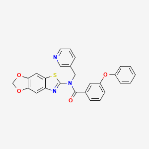 molecular formula C27H19N3O4S B2744278 N-([1,3]dioxolo[4',5':4,5]benzo[1,2-d]thiazol-6-yl)-3-phenoxy-N-(pyridin-3-ylmethyl)benzamide CAS No. 922629-12-7