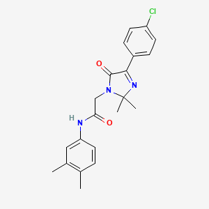 molecular formula C21H22ClN3O2 B2744282 2-[4-(4-chlorophenyl)-2,2-dimethyl-5-oxo-2,5-dihydro-1H-imidazol-1-yl]-N-(3,4-dimethylphenyl)acetamide CAS No. 866871-62-7