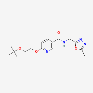 molecular formula C16H22N4O4 B2744284 6-(2-(叔丁氧基)乙氧基)-N-((5-甲基-1,3,4-噁二唑-2-基)甲基)烟酰胺 CAS No. 2034363-45-4