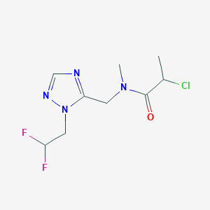 molecular formula C9H13ClF2N4O B2744285 2-Chloro-N-[[2-(2,2-difluoroethyl)-1,2,4-triazol-3-yl]methyl]-N-methylpropanamide CAS No. 2411256-42-1