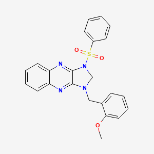 molecular formula C23H20N4O3S B2744288 1-(2-methoxybenzyl)-3-(phenylsulfonyl)-2,3-dihydro-1H-imidazo[4,5-b]quinoxaline CAS No. 845989-07-3