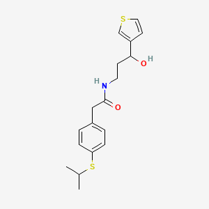 molecular formula C18H23NO2S2 B2744293 N-(3-羟基-3-(噻吩-3-基)丙基)-2-(4-(异丙硫基)苯基)乙酰胺 CAS No. 2034605-79-1