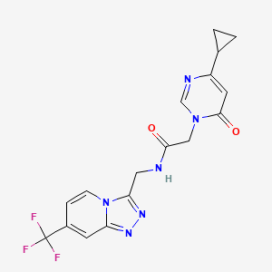 molecular formula C17H15F3N6O2 B2744315 2-(4-环丙基-6-氧代吡咯嘧啉-1(6H)-基)-N-((7-(三氟甲基)-[1,2,4]三唑并[4,3-a]吡啶-3-基)甲基)乙酰胺 CAS No. 2034418-73-8
