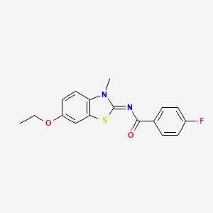 N-(6-ethoxy-3-methyl-1,3-benzothiazol-2-ylidene)-4-fluorobenzamide