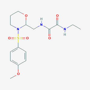 molecular formula C16H23N3O6S B2744345 N1-ethyl-N2-((3-((4-methoxyphenyl)sulfonyl)-1,3-oxazinan-2-yl)methyl)oxalamide CAS No. 872880-85-8