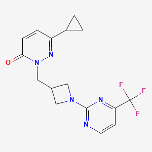 molecular formula C16H16F3N5O B2744350 6-Cyclopropyl-2-({1-[4-(trifluoromethyl)pyrimidin-2-yl]azetidin-3-yl}methyl)-2,3-dihydropyridazin-3-one CAS No. 2196213-33-7