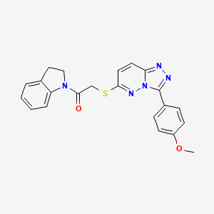 molecular formula C22H19N5O2S B2744353 1-(Indolin-1-yl)-2-((3-(4-methoxyphenyl)-[1,2,4]triazolo[4,3-b]pyridazin-6-yl)thio)ethanone CAS No. 852376-22-8