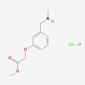 molecular formula C11H16ClNO3 B2744357 甲基 2-[3-(甲基氨基甲基)苯氧基]乙酸酯;盐酸盐 CAS No. 2260933-02-4