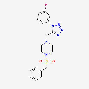 molecular formula C19H21FN6O2S B2744365 1-(benzylsulfonyl)-4-((1-(3-fluorophenyl)-1H-tetrazol-5-yl)methyl)piperazine CAS No. 1021227-62-2