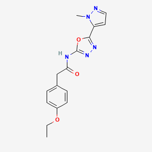 molecular formula C16H17N5O3 B2744371 2-(4-ethoxyphenyl)-N-(5-(1-methyl-1H-pyrazol-5-yl)-1,3,4-oxadiazol-2-yl)acetamide CAS No. 1171899-63-0