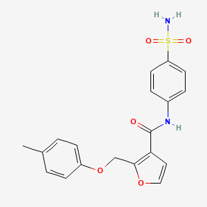 molecular formula C19H18N2O5S B2744378 2-[(4-methylphenoxy)methyl]-N-(4-sulfamoylphenyl)furan-3-carboxamide CAS No. 878716-13-3