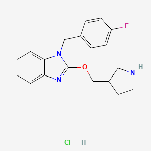 molecular formula C19H21ClFN3O B2744379 1-(4-氟苄基)-2-(吡咯烷-3-基甲氧基)-1H-苯并[d]咪唑 盐酸盐 CAS No. 1353966-61-6
