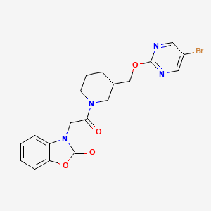 molecular formula C19H19BrN4O4 B2744387 3-[2-[3-[(5-Bromopyrimidin-2-yl)oxymethyl]piperidin-1-yl]-2-oxoethyl]-1,3-benzoxazol-2-one CAS No. 2380040-13-9
